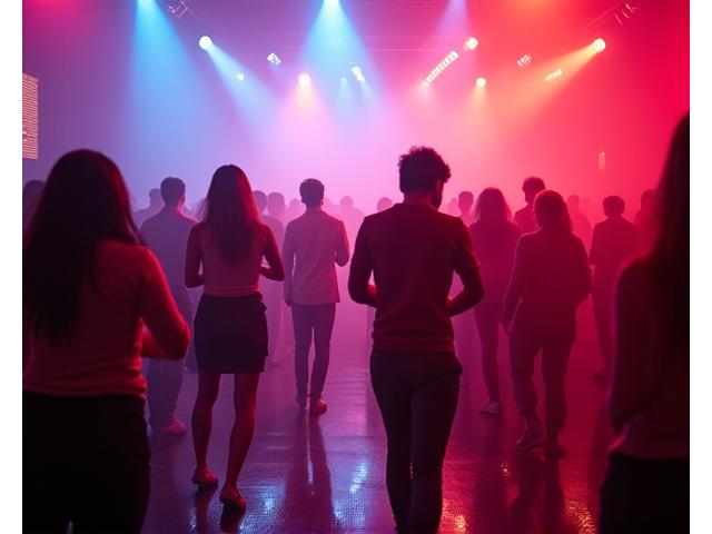Energetic crowd dancing at Bug Disco Night with vibrant lights