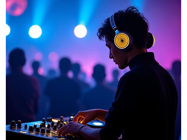 DJ performing with light-up headphones at Bug Disco Night